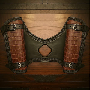 Heat Shield for Indian Scout Motorcycles, Double Pouch, Brown Alligator Print