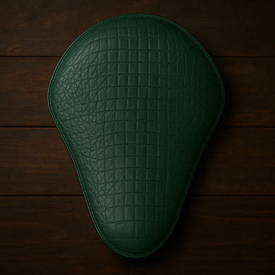 Chopper/Bobber Pan seat - Crocodial Print, Green