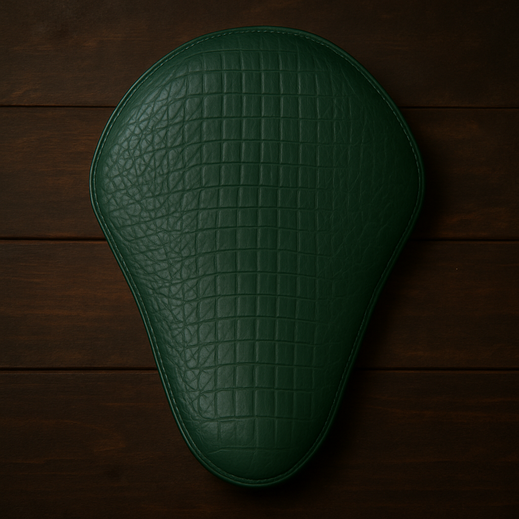 Chopper/Bobber Pan seat - Crocodial Print, Green