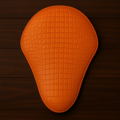 Chopper/Bobber Pan seat - Crocodial Print, Orange