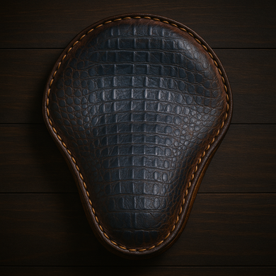 Chopper/Bobber Pan seat - Crocodial Print, Black