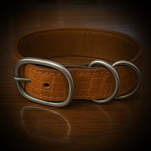 Load image into Gallery viewer, Dog Collar with Tan Alligator Print