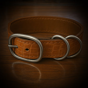 Dog Collar with Tan Alligator Print