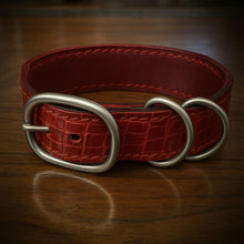 Load image into Gallery viewer, Dog Collar with Red Alligator Print