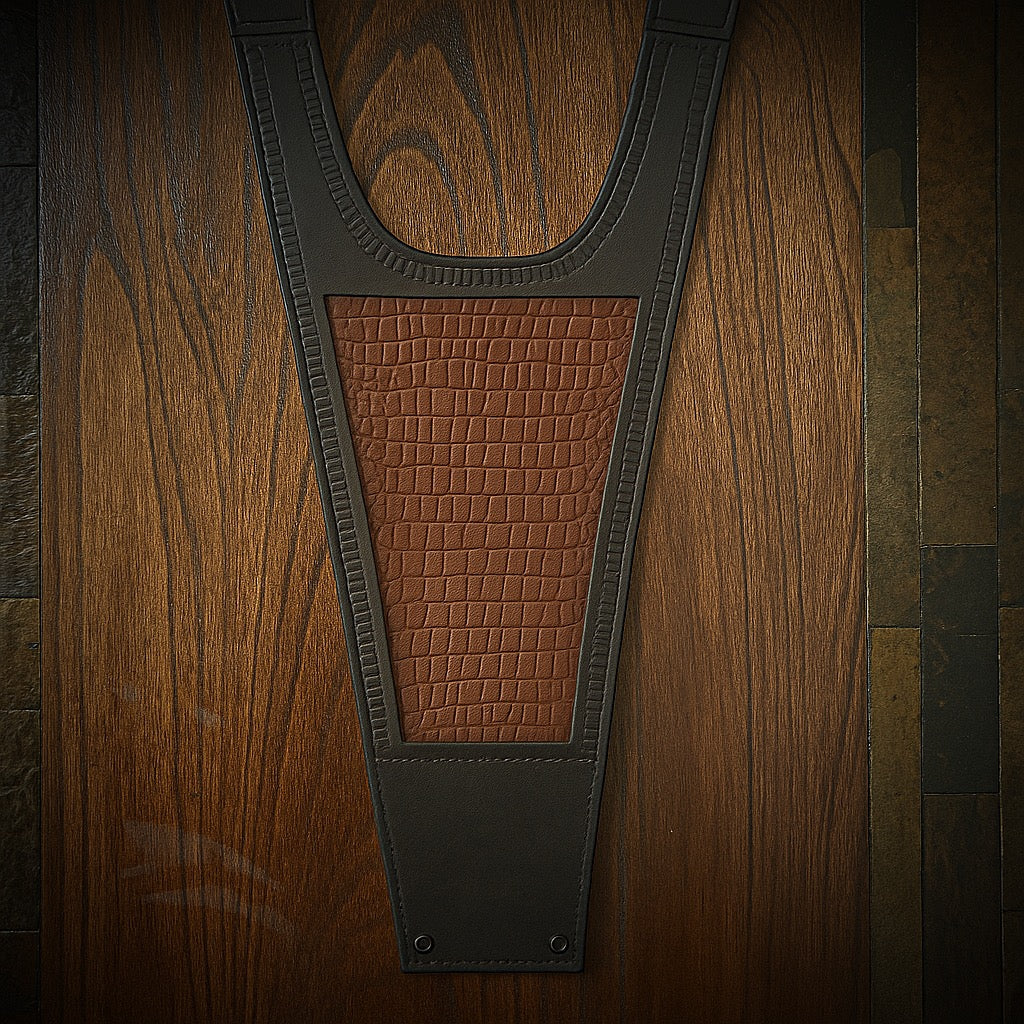 Tank Bib - Fits Indian Challenger and Pursuit, Brown Genuine Alligator