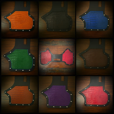 Heat Shield, Genuine Alligator Dome Metal Studs & Suede Backing - Fits Indian Chief, Chieftain, Springfield, Vintage and Roadmaster