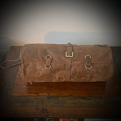 Leather Motorcycle Duffel Bag Distressed Brown