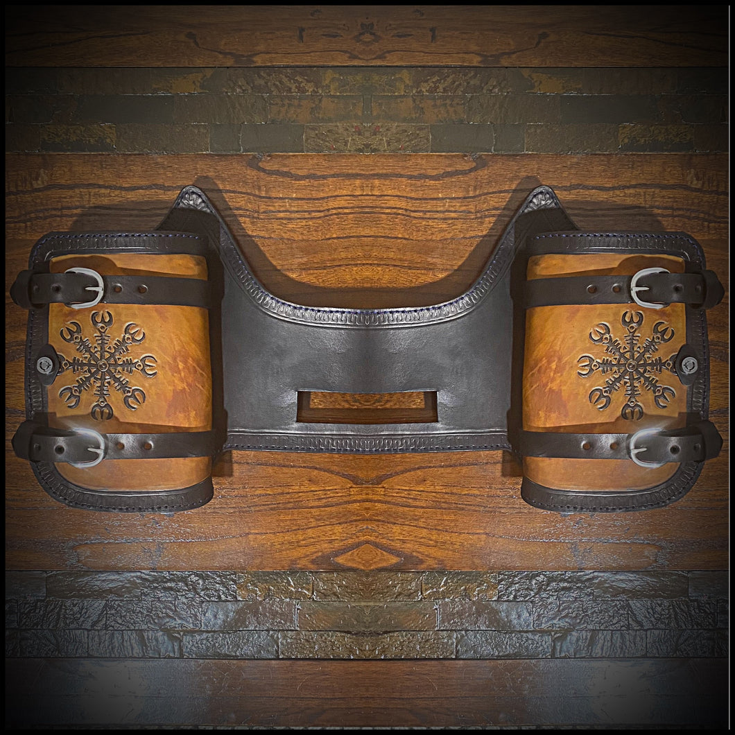 Heat Shield - Viking Protection Rune, Two Tone, Double Pouch, Fits Indian Chief, Chieftain, Springfield, Vintage and Roadmaster