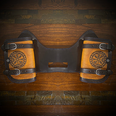 Heat Shield - Viking Compass, Two Tone, Double Pouch, Fits Indian Chief, Chieftain, Springfield, Vintage and Roadmaster