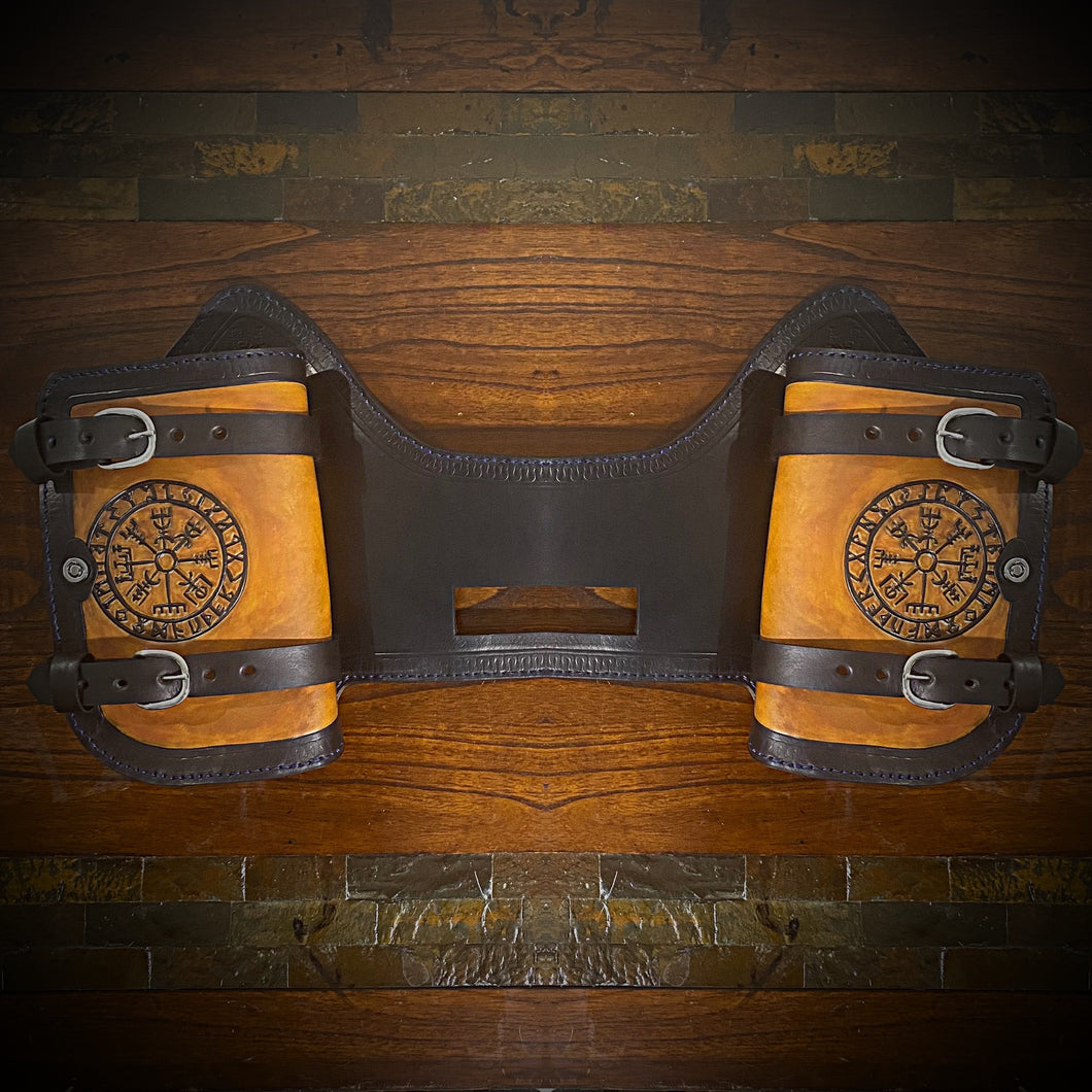 Heat Shield - Viking Compass, Two Tone, Double Pouch, Fits Indian Chief, Chieftain, Springfield, Vintage and Roadmaster