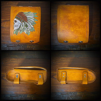 Motorcycle Luggage Rack Bag Custom Art Indian Tan