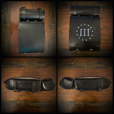 Motorcycle Luggage Rack Bag with Detachable Tool Bag, Custom Art Black