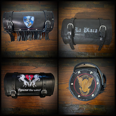Round Bag for Motorcycles - Custom Art, Black