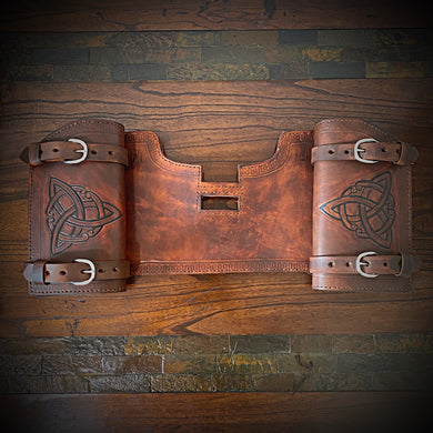 Heat shield for Harley Davidson, Two Pouches, Triquetra art