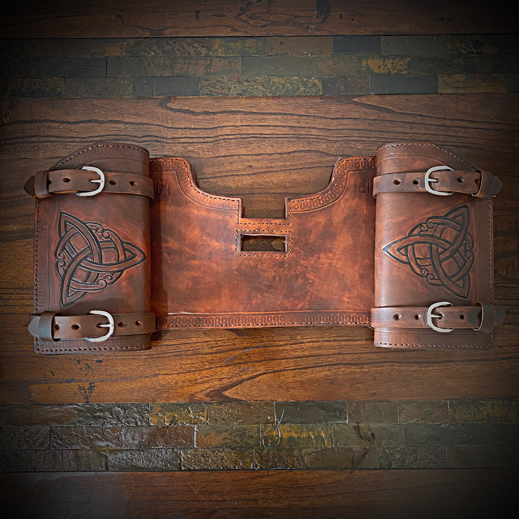 Heat shield for Harley Davidson, Two Pouches, Triquetra art