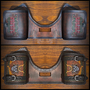 Heat Shield with 2 Pouches for Indian Challenger and Pursuit- Custom Art, Brown