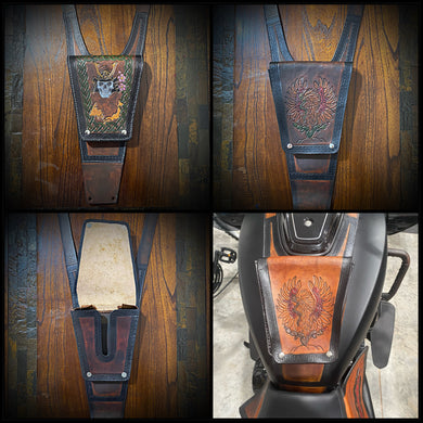 Tank Bib - Indian Challenger and Pursuit, w/ Pouch - Custom Art, Brown