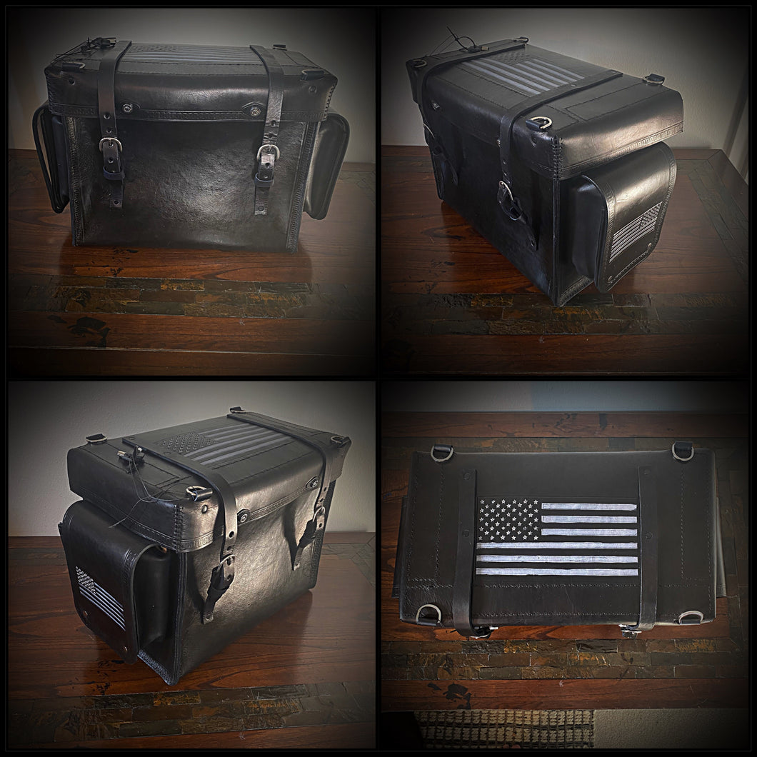 Motorcycle Trunk Bag, Custom Art Fits All Brands of Motorcycles w/ Rear Luggage Rack, Fits Rickrak Brand of Racks Black