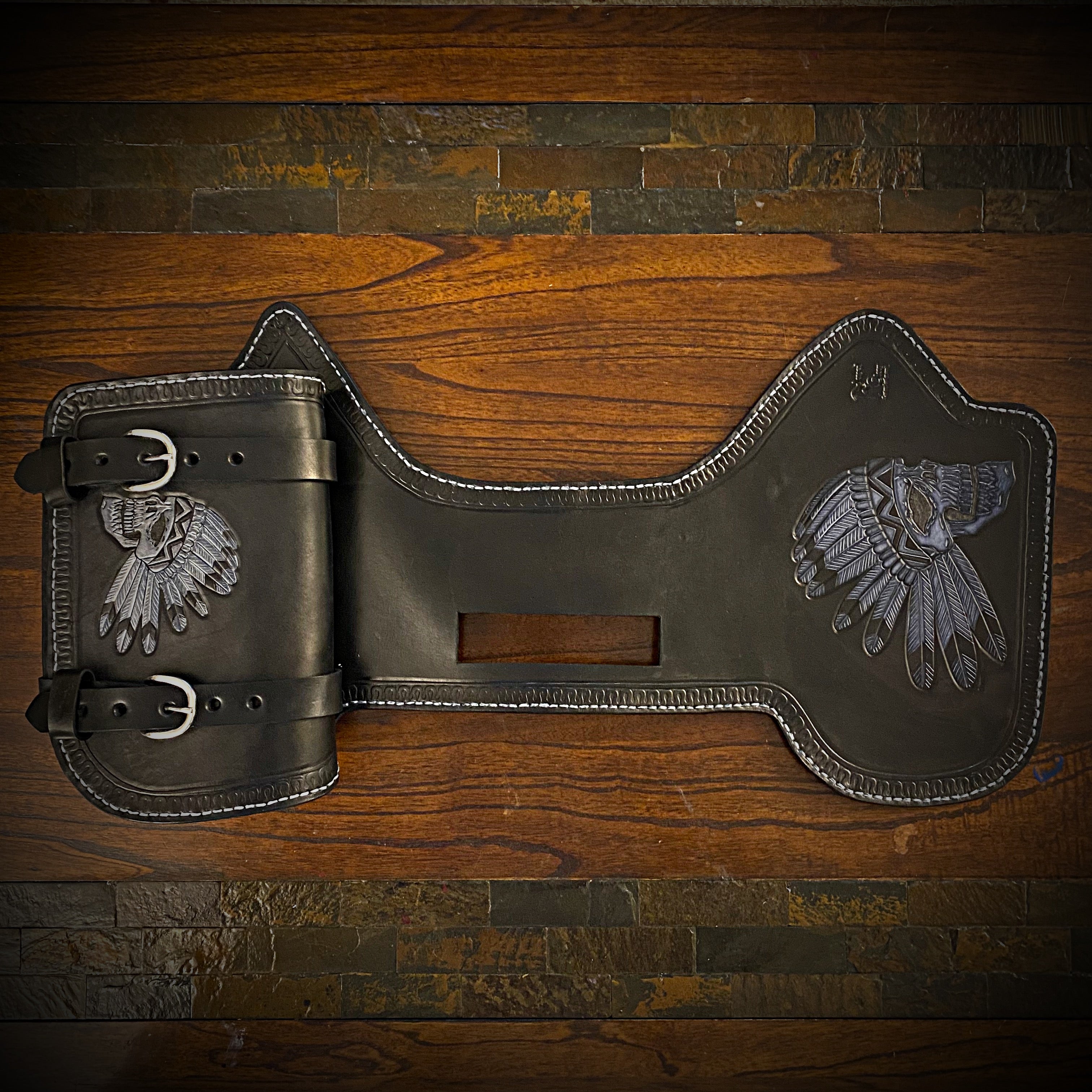 Heat Shield - Flying Native Skull, Black, With Pouch, Fits Indian Chie –  Forged Glory Custom Leather Craft