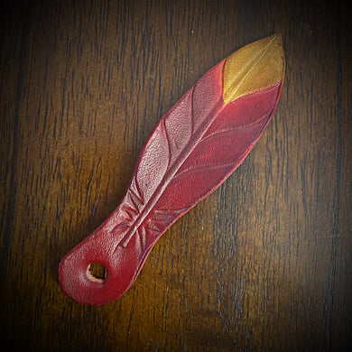 2 Red & Yellow Mini Leather Feathers