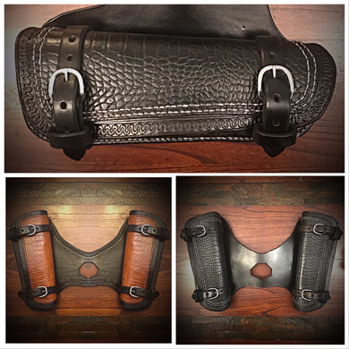 Heat Shield for Indian Scout Motorcycles, Double Pouch, Genuine American Alligator