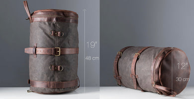 Leather Motorcycle Duffel Bag Distressed Black & Brown