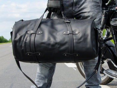 Leather Duffel Bag, Black