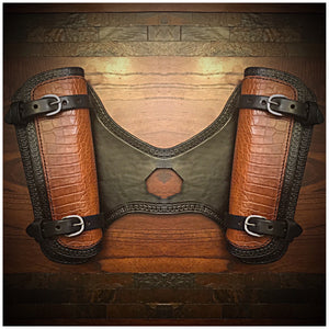 Heat Shield for Indian Scout Motorcycles, Double Pouch, Genuine American Alligator