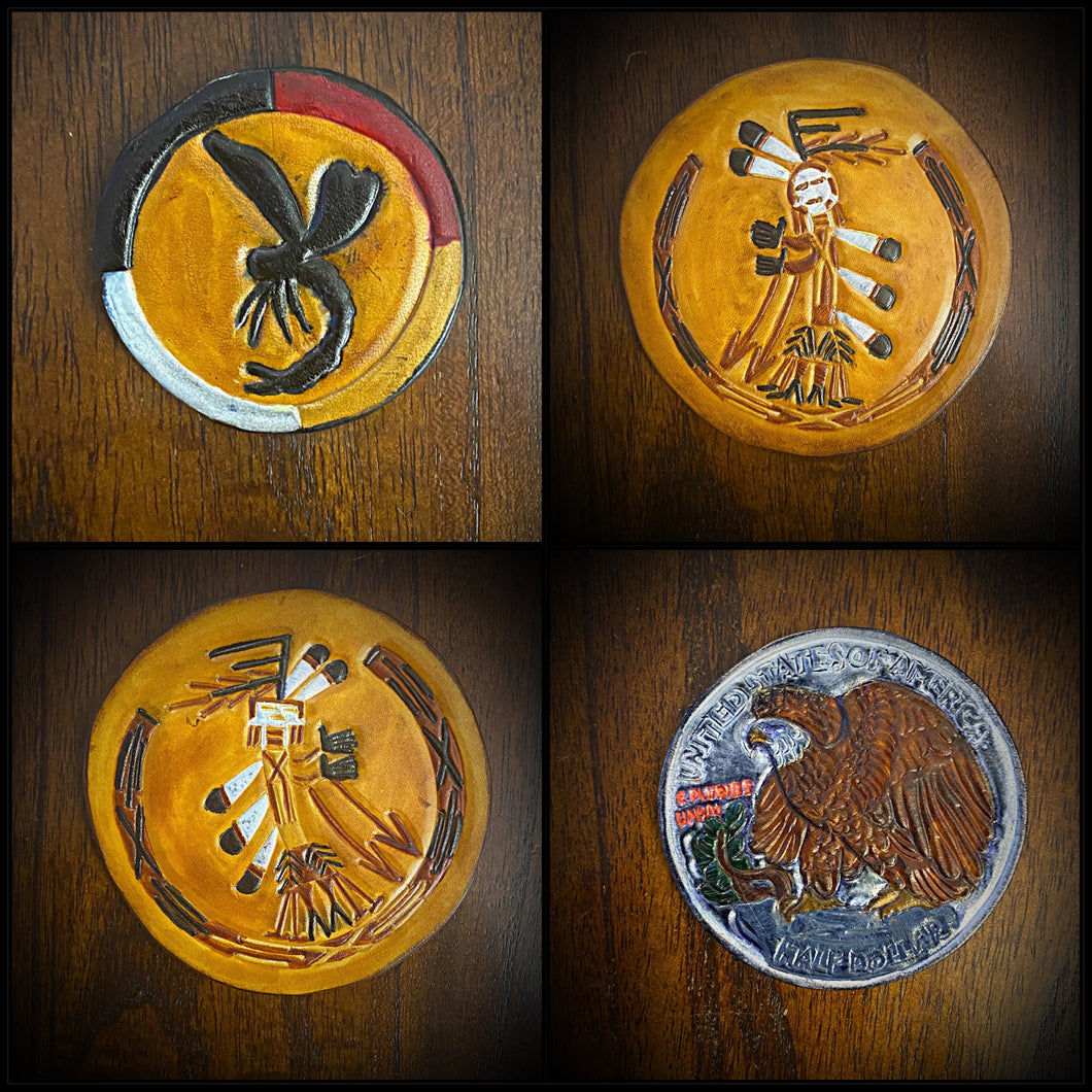 2 Small Leather Conchos Custom Art