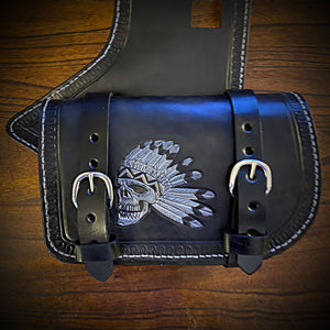 Heat Shield - Flying Native Skull, Black, With Pouch, Fits Indian Chief, Chieftain, Springfield, Vintage and Roadmaster
