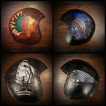 Load image into Gallery viewer, Open Face Helmet with Custom Art - size medium