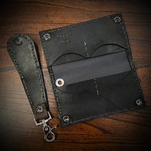 Load image into Gallery viewer, Long Biker Exotic Leather Wallet with Chain - Genuine Hippopotamus - Brown (ships now)