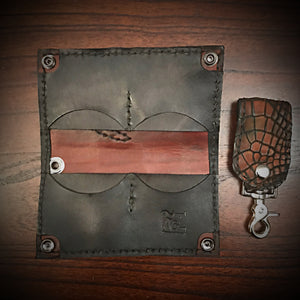 Long wallet - American Alligator Leather Brown, Black Interior, Black Stitching “The Hitchhiker”