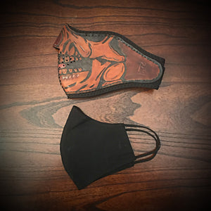 Leather Face Mask with Custom Art, Regular Face Mask Included