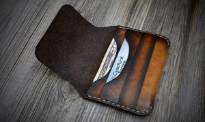 Front Pocket Minimalist Wallet, Tan & Black W/ Flap