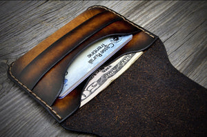 Front Pocket Minimalist Wallet, Choose Custom Two Tone Color W/ Flap