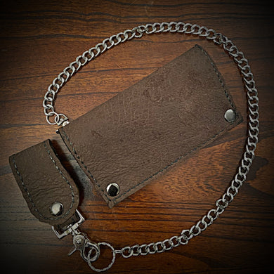Long Biker Exotic Leather Wallet with Chain - Genuine Elephant Leather –  Forged Glory Custom Leather Craft