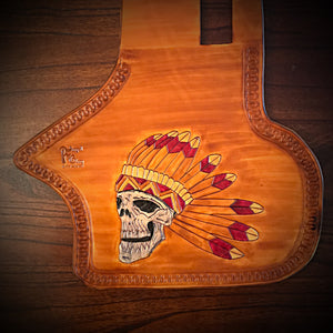 Heat Shield, Flying Indian Skull, Indian Tan - Fits Indian Chief, Chieftain, Springfield, Vintage and Roadmaster, Red Accents