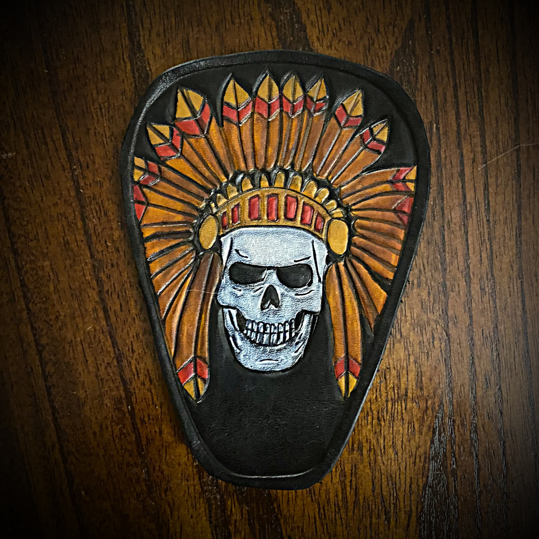 Leather Emblem for the Indian Challenger V-Cover Native Skull