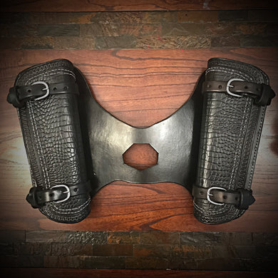 Heat Shield for Indian Scout Motorcycles, Double Pouch, Black Alligator Print