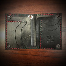 Load image into Gallery viewer, Long Biker Exotic Leather Wallet with Chain - American Alligator, w/ Rectum Python Inlay (the devils anus wallet)