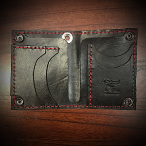 Long Biker Exotic Leather Wallet with Chain - American Alligator, w/ Rectum Python Inlay (the devils anus wallet)