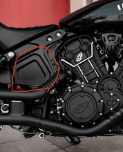 Load image into Gallery viewer, Leather Frame Emblem for the Indian Scout - Eagle Globe &amp; Anchor, Red &amp; Black
