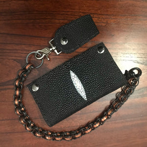 Long Wallet - Stingray - Black with White Mark (ships now)