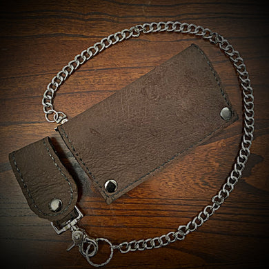Long Biker Exotic Leather Wallet with Chain - Black American Alligator –  Forged Glory Custom Leather Craft