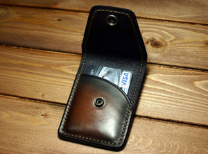 Front Pocket Minimalist Wallet, Brown & Black W/ Snap