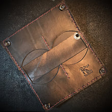 Load image into Gallery viewer, Long Biker Exotic Leather Wallet with Chain - Hippopotamus, Red Stitching