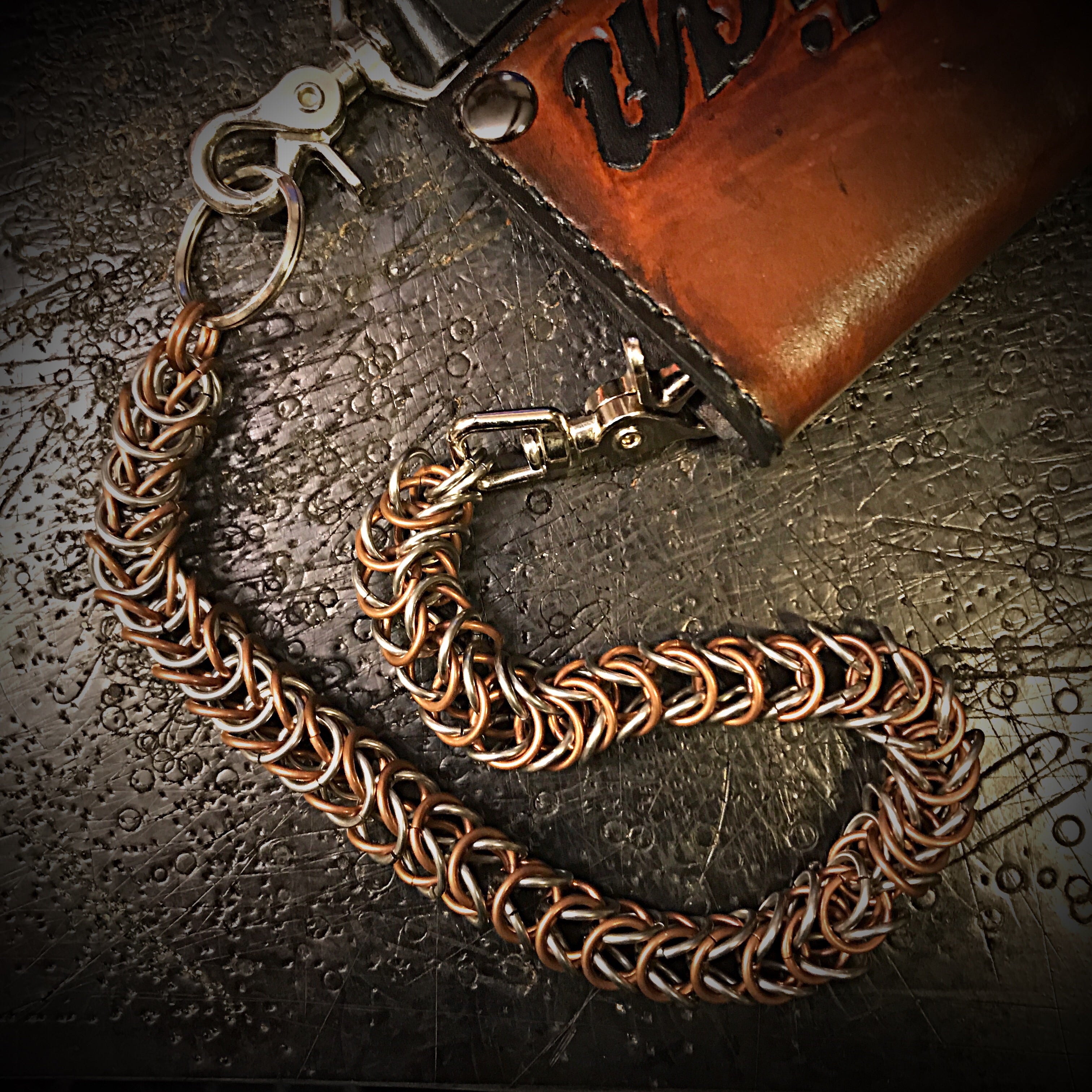 Copper Chainmail Persephone Square Knot Pendant Adjustable