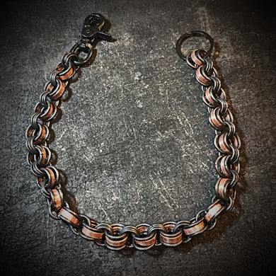 Chainmail Chain - Penny Dreadful, Black steel rings, copper American pennies.