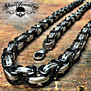 24" Black & Stainless Steel Necklace & Bracelet Combo